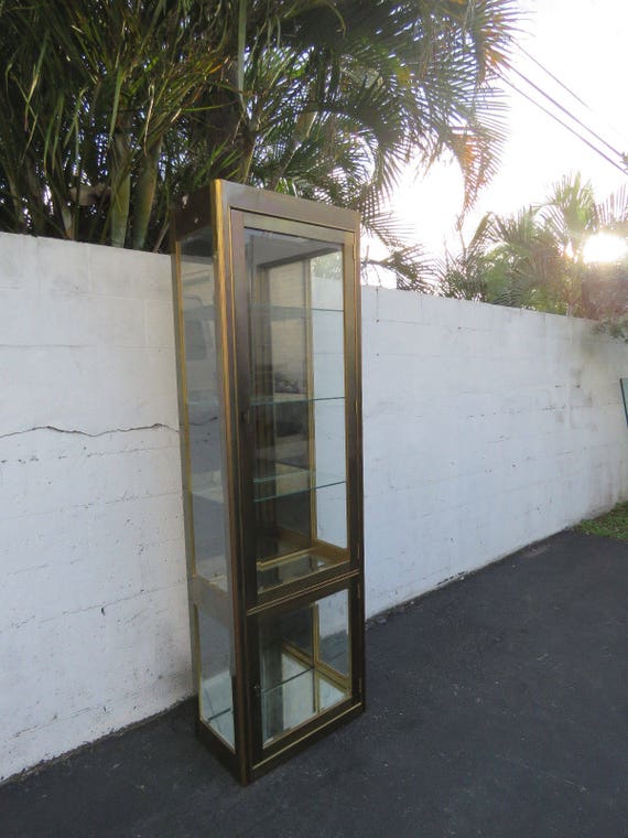 Hollywood Regency Tall Narrow Display Cabinet Bookcase By Etsy