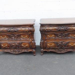French Heavy Carved Large Nightstands Commodes Small Dressers Chests a Pair 6459 SHIPPING NOT INCLUDED Please ask for shipping quote