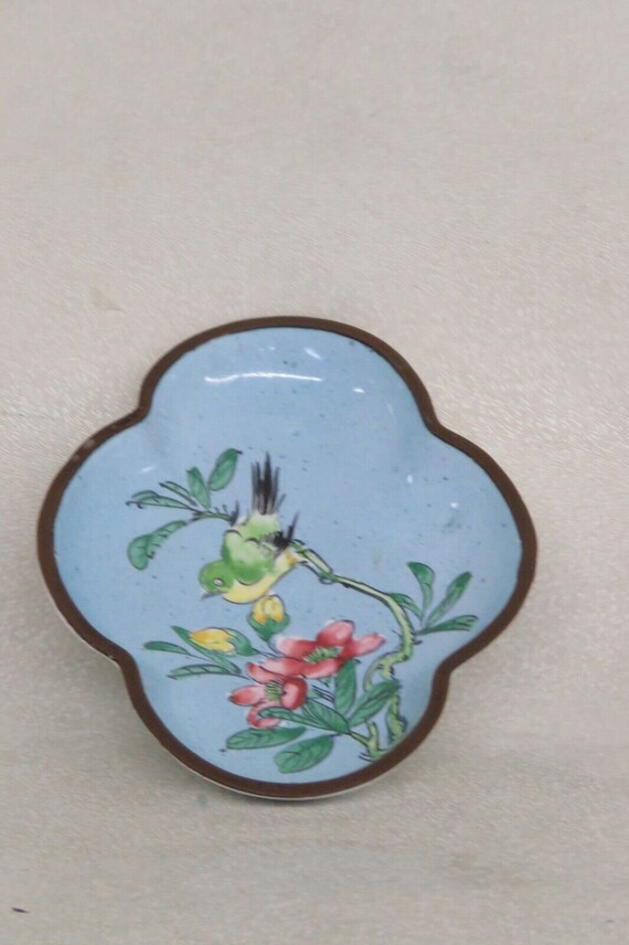 Ceramic Hand Painted Blue Floral Bird Small Trink… - image 5