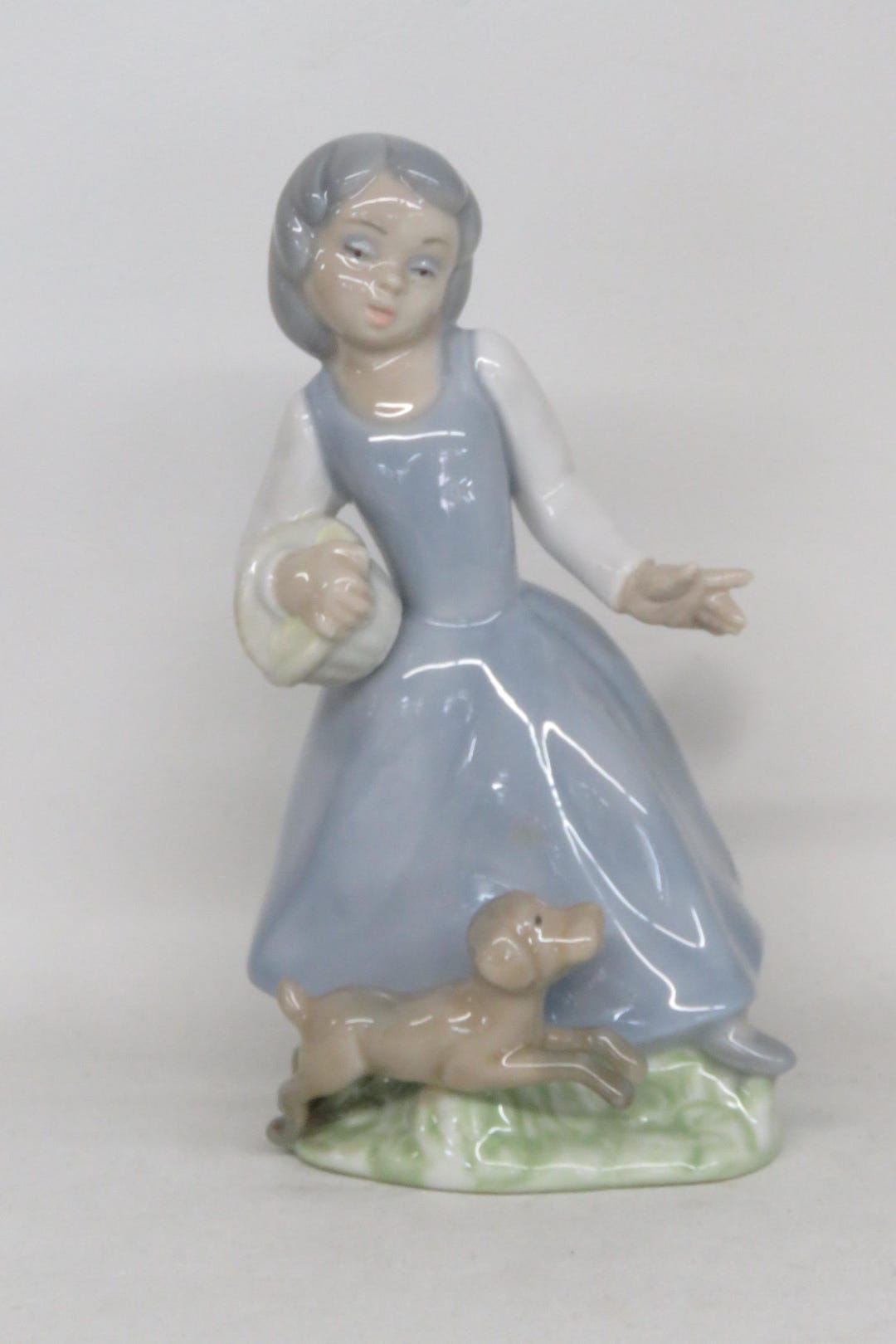 Tenora of Spain Porcelain Girl With Basket and Dog Figurine 4643B - Etsy
