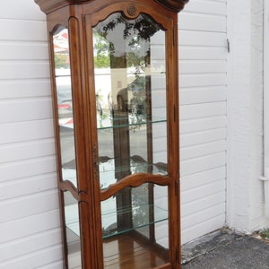 French Solid Cherry Tall Narrow China Display Cabinet Cupboard by Ethan ...