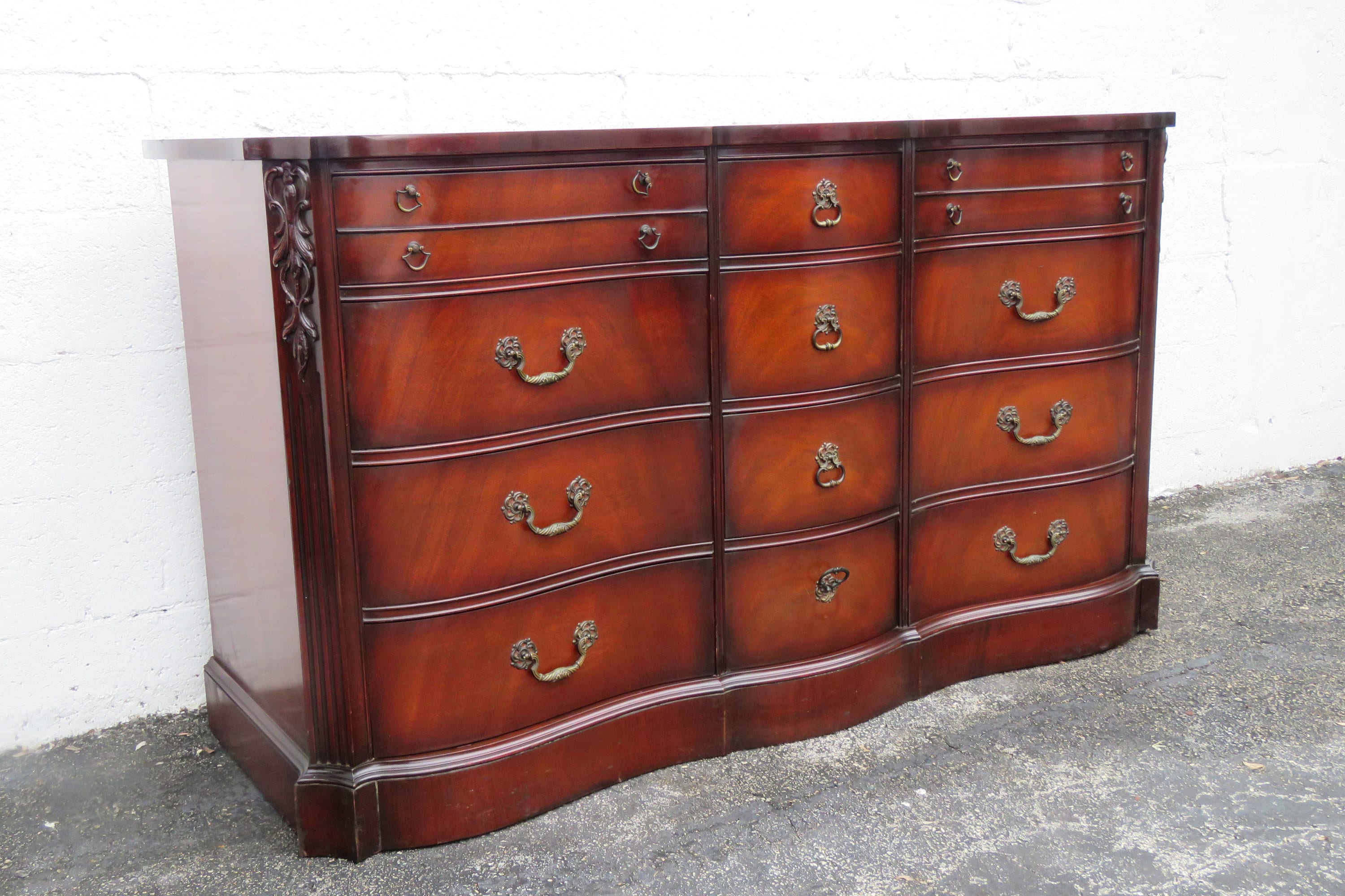 White Furniture Mahogany Serpentine Front Long Dresser Bathroom Vanity 3658  SHIPPING NOT INCLUDED Please Ask for Shipping Quote - Etsy