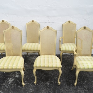 French Carved Painted Caned Back Set of Six Dining Chairs 2111 SHIPPING NOT INCLUDED please ask for shipping quote