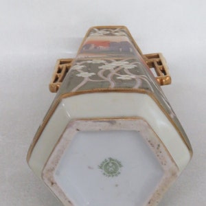 Nippon Hand Painted Hexagonal Vase With Two Gilded Handles 2954B - Etsy