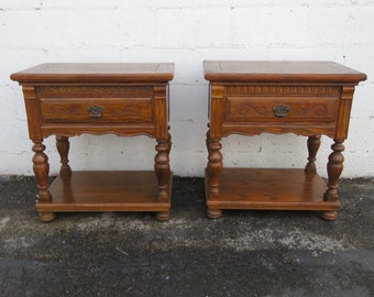 Ethan Allen Solid Oak Large Nightstands End Side Bedside Tables a Pair 3829 SHIPPING NOT INCLUDED Please ask for shipping quote