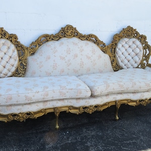 French Heavy Carved Painted Antique Gold Large Long Sofa Couch 2456 SHIPPING NOT INCLUDED Please ask for shipping quote
