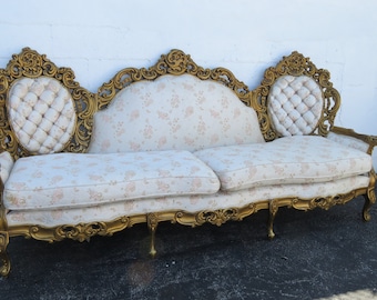 French Heavy Carved Painted Antique Gold Large Long Sofa Couch 2456 SHIPPING NOT INCLUDED Please ask for shipping quote