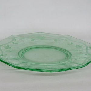 Green Etched Depression Glass Octagon Serving Dish Tray With Handles ...