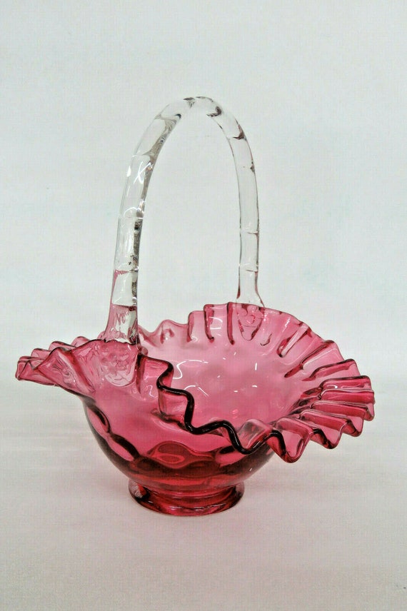 Cranberry Glass Basket (JL) Cranberry Glass Basket (JL)