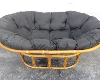 Hollywood Regency Rattan Double Papasan Chair Frame and Cushion 5871 SHIPPING NOT INCLUDED - Please ask us for shipping quote