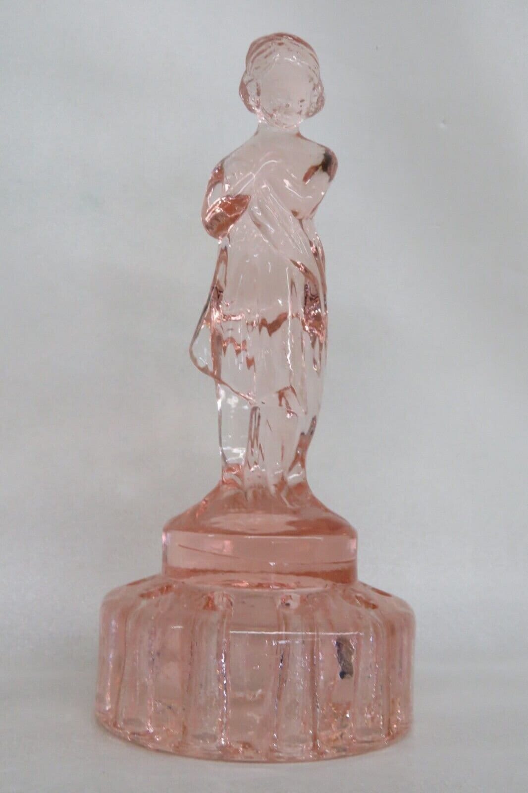 Cambridge Glass Lady Pink Flower Frog Ten Hole Floral Vase