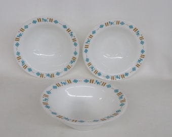 Anchor Hocking Fire King 927 Glass Bowls 3pc Set Ludwig and Kibbey Pattern 4525B
