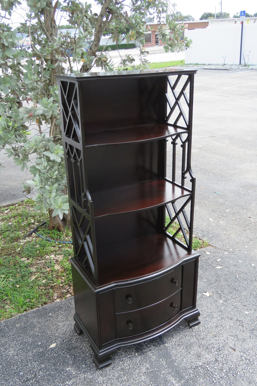 Mahogany Tall Narrow Display Shelf Bookcase 4960 SHIPPING NOT