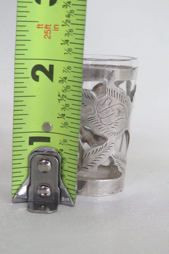 Sterling Silver Overlay Small Liqueur Shot Glasses Set of