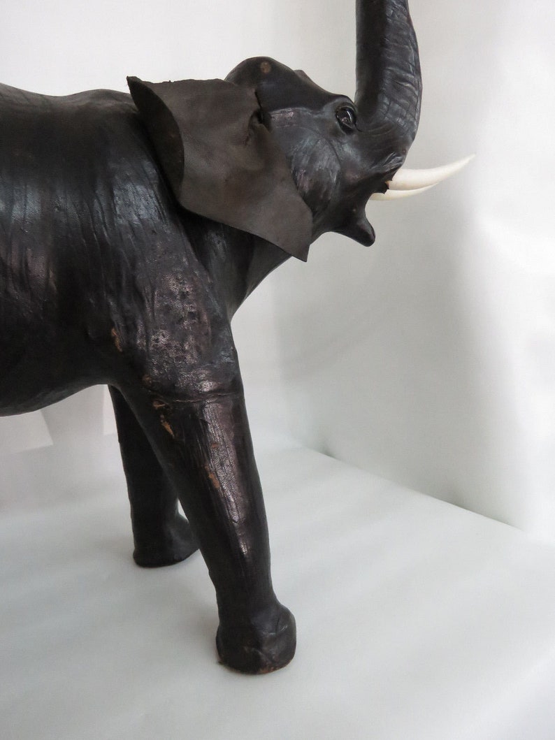 Black Leather Elephant Vintage Statue Figurine Sculpture 19 | Etsy