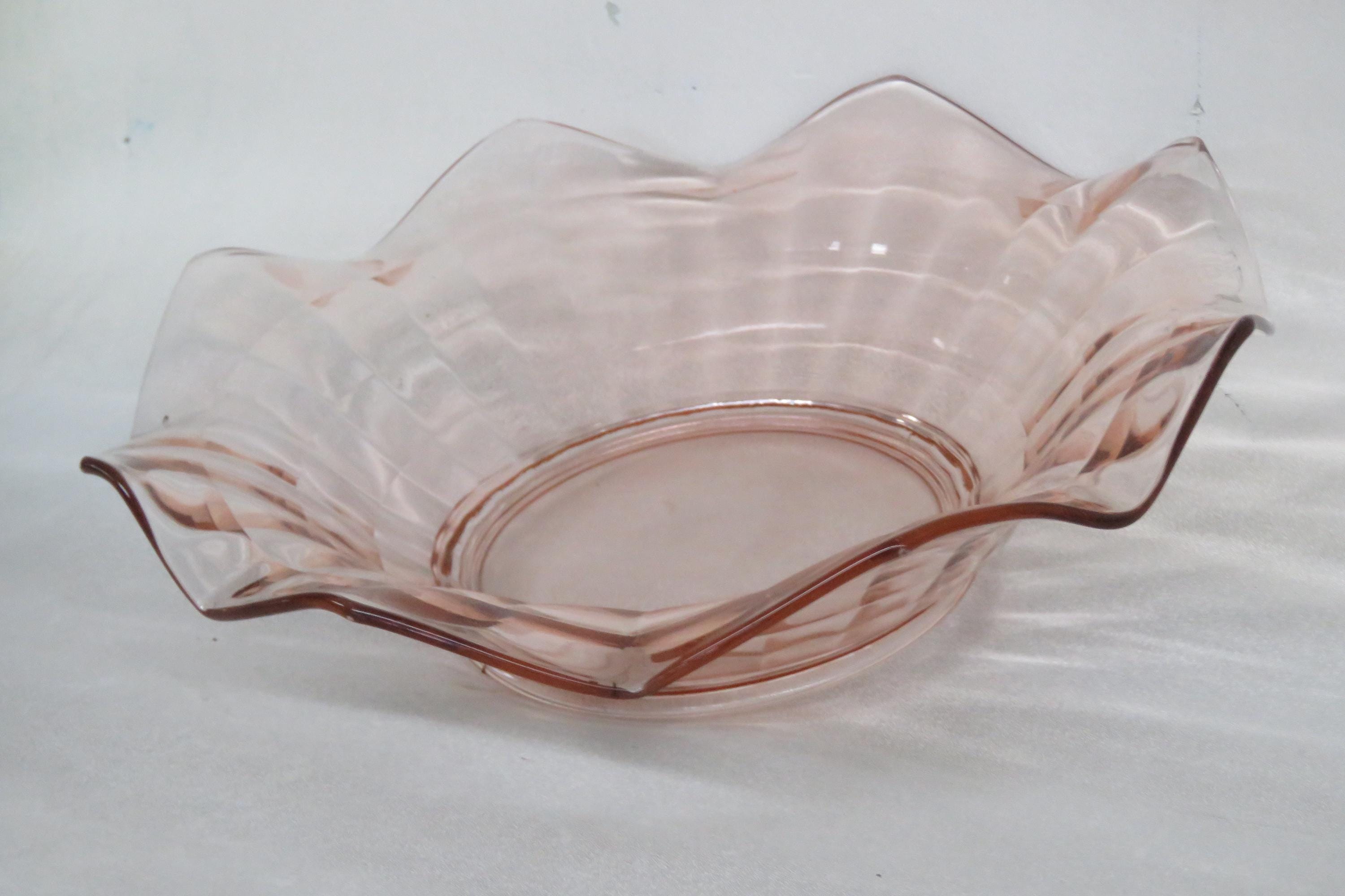 Pink Ruffle Rim Pink Depression Glass Ruffle Rim Large Bowl 4378B - Etsy
