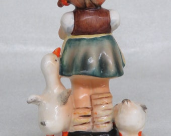 Hummel Goebel Be Patient Girl Feeding Geese W Germany Porcelain