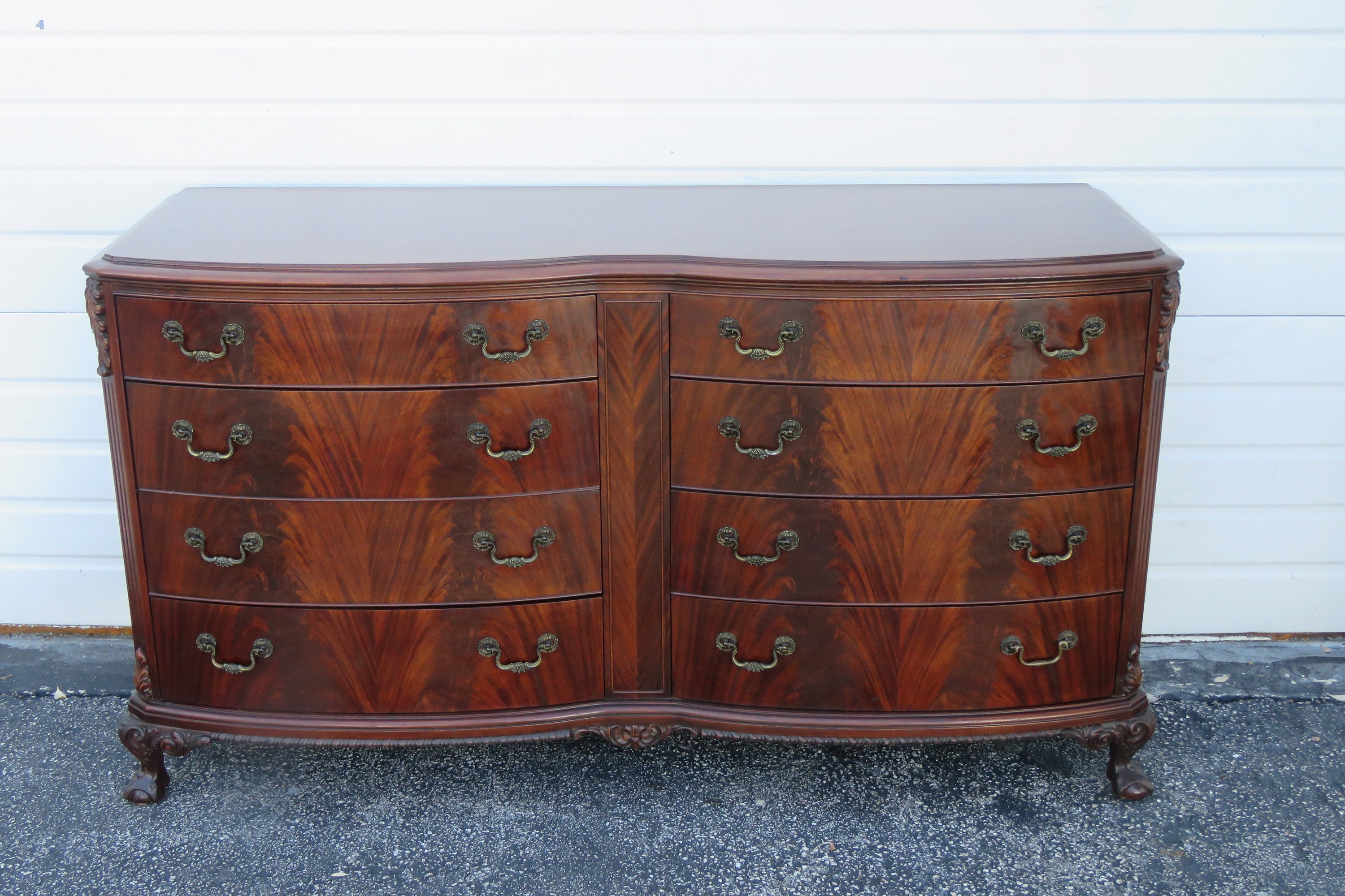 SOLD Emerald Green Tall Dresser Chest of Drawers Vintage Antique Mahogany  Bow Front With Gold Handles San Francisco CA -  Denmark