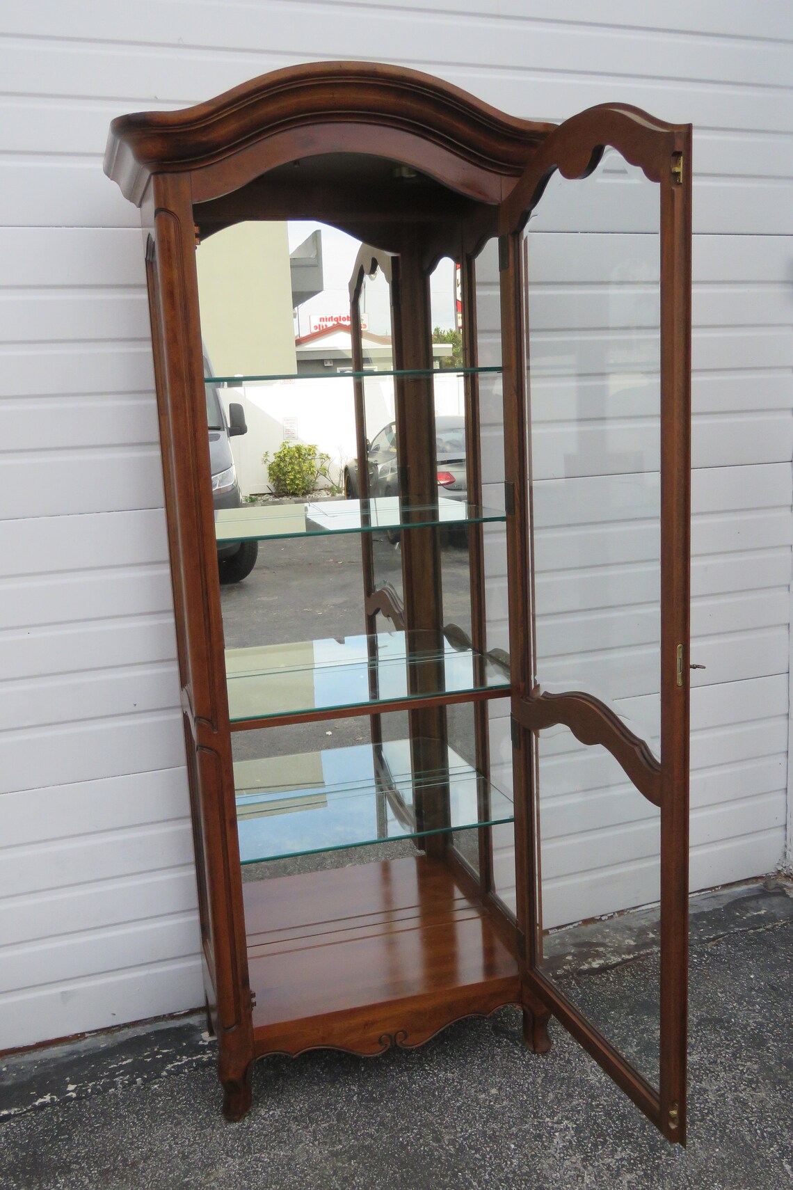 French Solid Cherry Tall Narrow China Display Cabinet Cupboard - Etsy