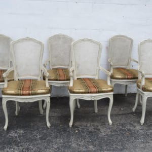 French Shabby Chic Carved Painted Caned Dining Chairs set of Six 5818 SHIPPING NOT INCLUDED please ask for shipping quote