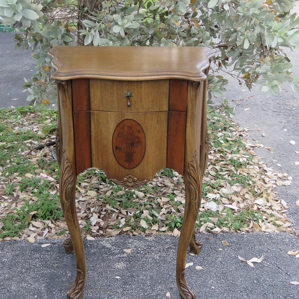 French Tall Inlay Nightstand Side End Bedside Table 3901 SHIPPING NOT INCLUDED Please ask for shipping quote