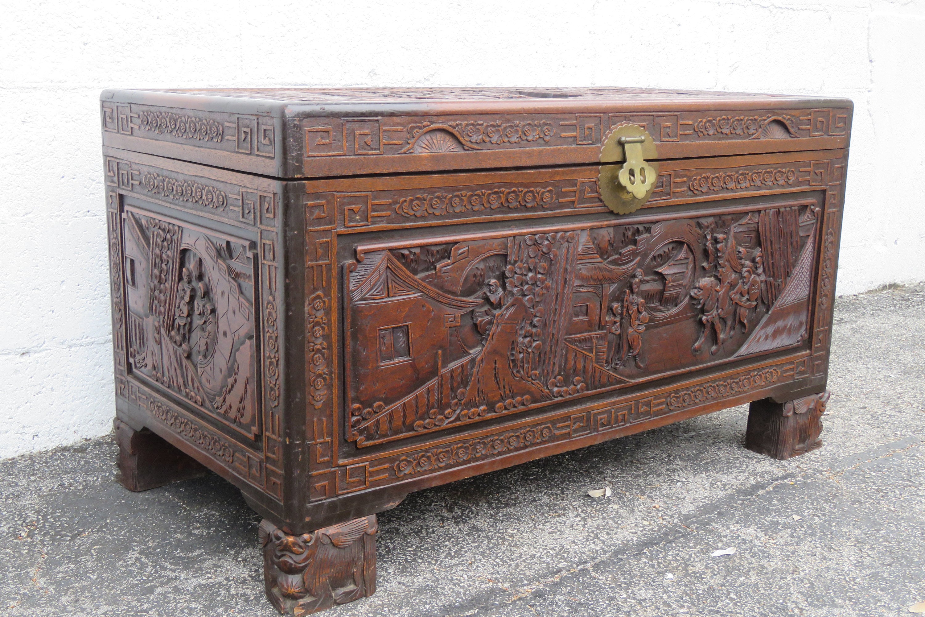 Carved Blanket Chest Made From Old Teak Wood Carved Blanket Chest Made From Old Teak Wood