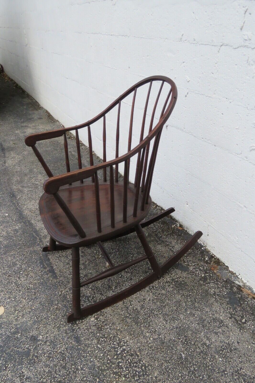 Victorian Late 1800s Solid Wood Windsor Rocking Chair 5044