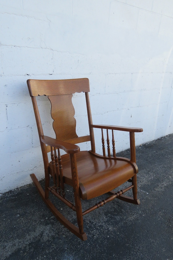 Victorian Early 1900s Oak Rocking Chair 4015 SHIPPING NOT INCLUDED