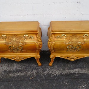 French Carved Large Bombay Serpentine Nightstands Bedside End Tables a Pair 4955 SHIPPING NOT INCLUDED Please ask for shipping quote