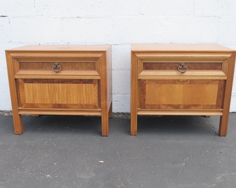 Basic Witz Mid Century Modern Burlwood Nightstands Bedside Tables a Pair 6577 SHIPPING NOT INCLUDED Please ask for shipping quote