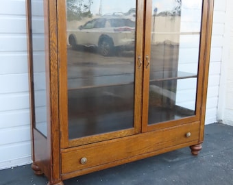 Peck and Hills Furniture Tiger Oak China Cabinet Bookcase Cupboard 6569 SHIPPING NOT INCLUDED Please ask for shipping quote