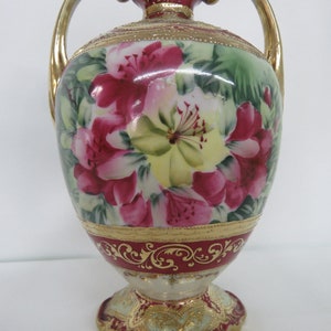 Nippon Hand Painted Flowers Vase With Two Gilded Handles 036B - Etsy