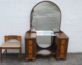 1920s Art Deco Vanity Makeup Table and Stool 5431 SHIPPING NOT INCLUDED Please ask for shipping quote