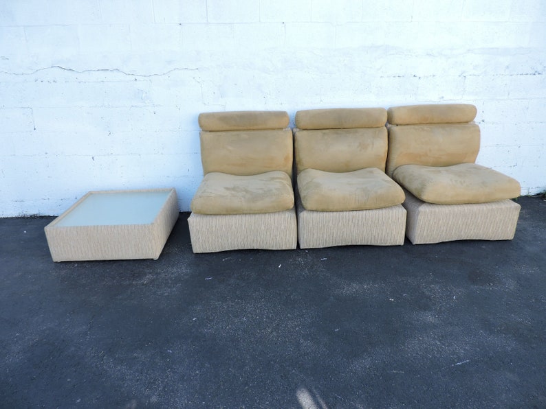 3 Part Sectional Mid Century Hollywood Regency Couch Sofa and Coffee Table 7051 SHIPPING NOT INCLUDED please ask for a shipping quote