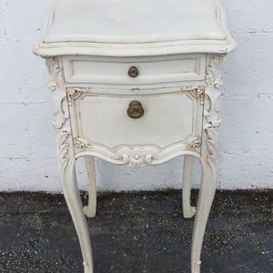 French Shabby Chic Late 1800s Painted Marble Top Nightstand Side End Table 6111 SHIPPING NOT INCLUDED Please ask for shipping quote