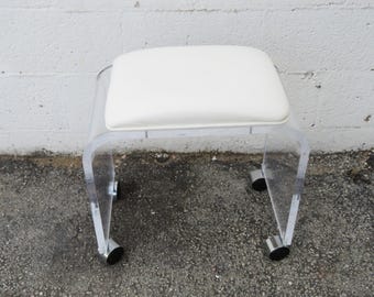Mid Century Modern Vintage Lucite Vanity Stool 6039 SHIPPING NOT INCLUDED Please ask for shipping quote