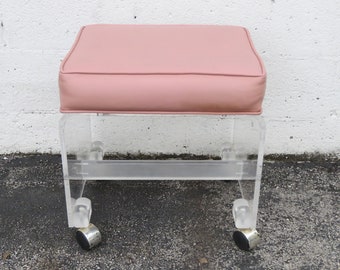 Mid Century Modern Vintage Lucite Vanity Stool 5476 SHIPPING NOT INCLUDED Please ask for shipping quote
