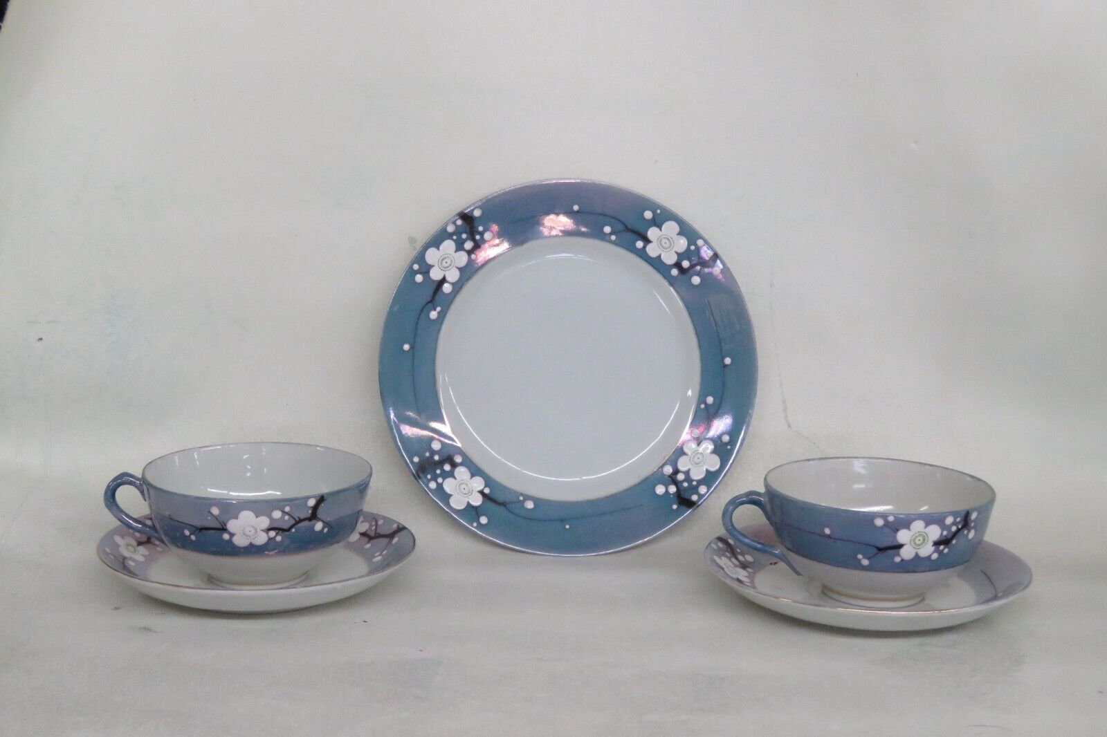 Lusterware Japan Porcelain Hand Painted Blue Cherry Blossom PC