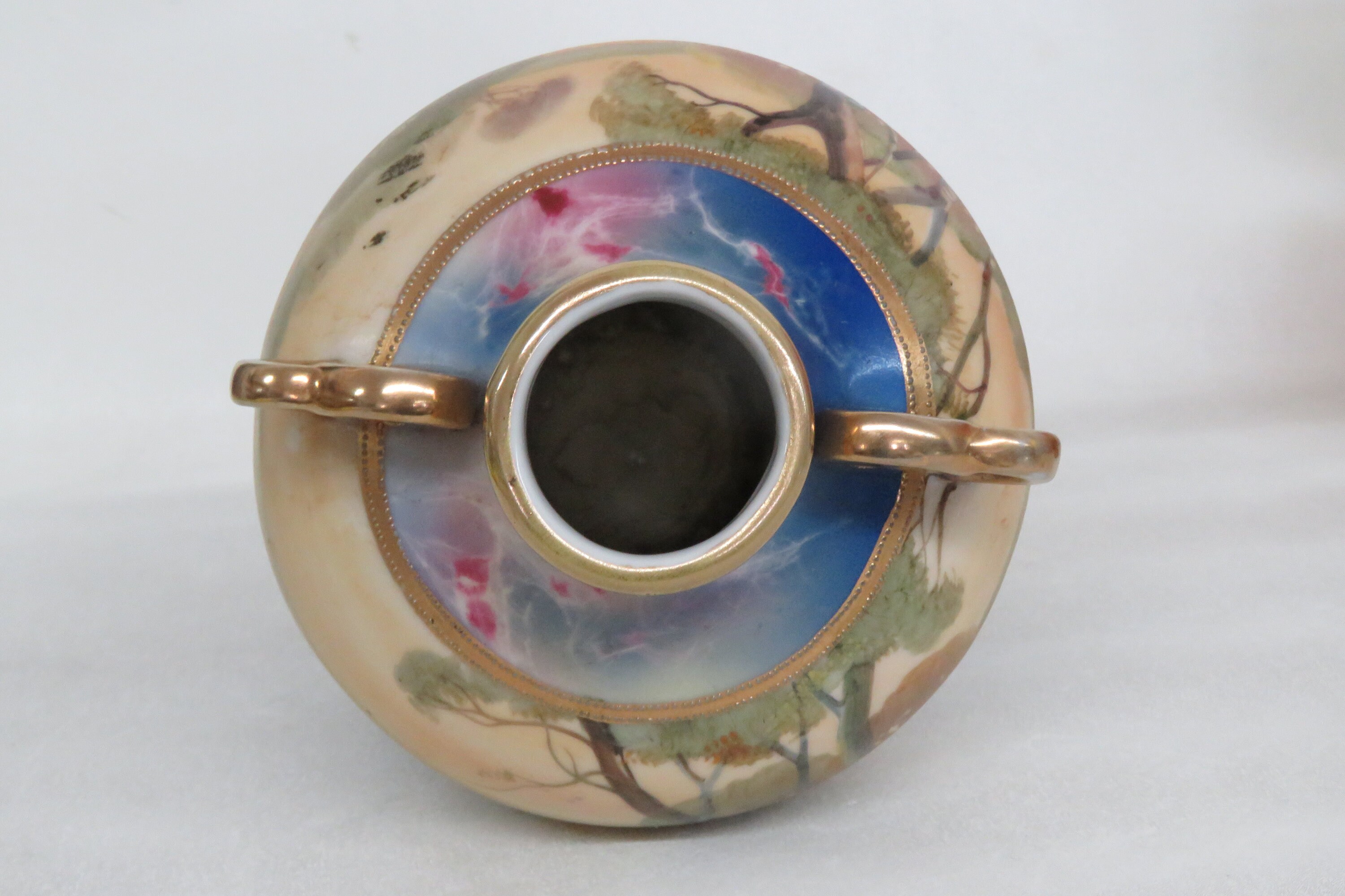 Nippon Hand Painted Vase With Two Gilded Handles 2782B - Etsy