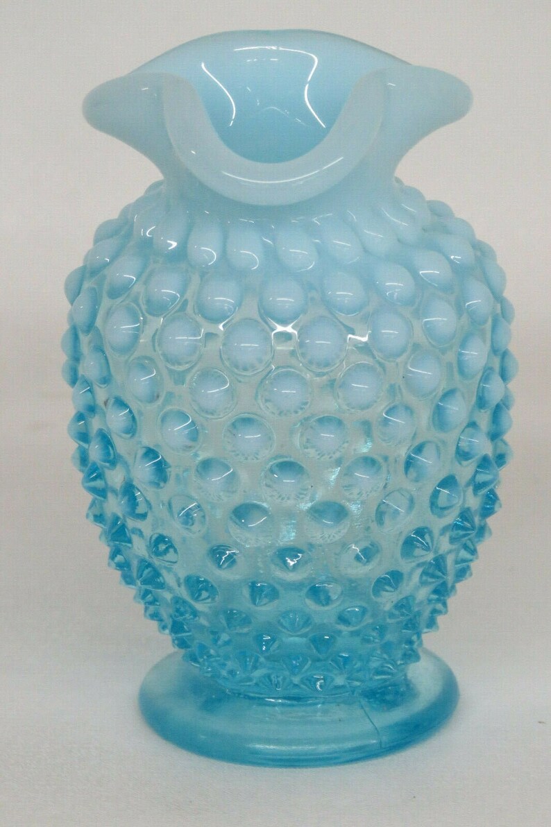 Fenton Hobnail Style Opalescent Blue Glass Small Vase 1416B Etsy