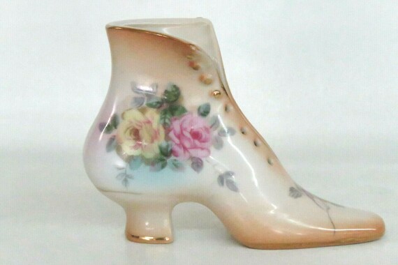 Porcelain Lace-Up Boot with Flowers Porcelain Lace-Up Boot with Flowers