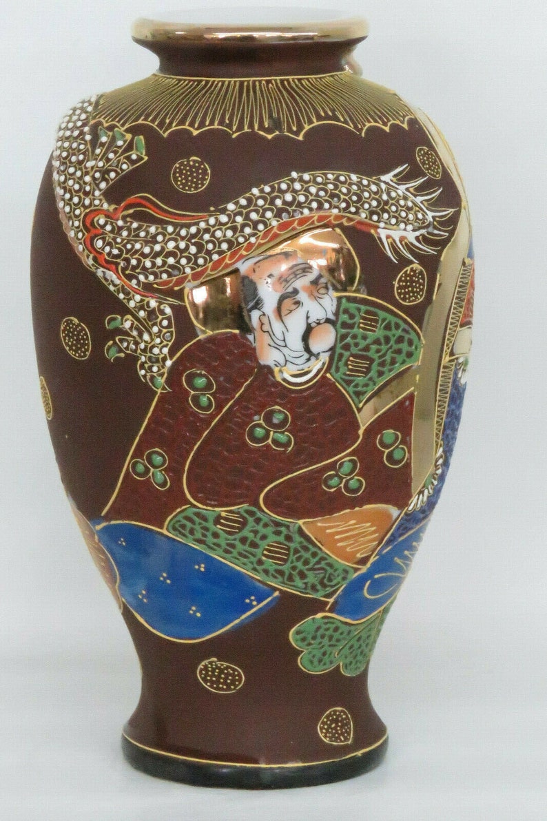 Japanese Moriage Dragon Satsuma Style Hand Painted Vase Made Etsy