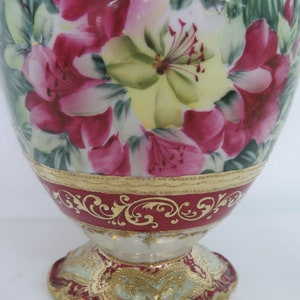 Nippon Hand Painted Flowers Vase With Two Gilded Handles 036B - Etsy