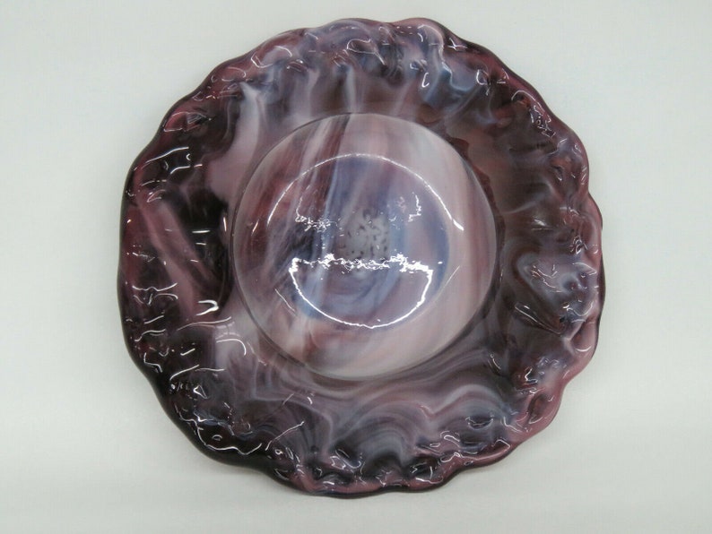 Purple Slag Glass Ruffled Rim Rose Potpourri Bowl Squat Vase Etsy