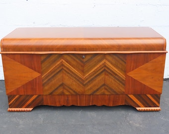 Lane Art Deco Waterfall Inlay Cedar Chest Blanket Trunk 6627 NO lock shipping NOT INCLUDED Please ask for shipping quote