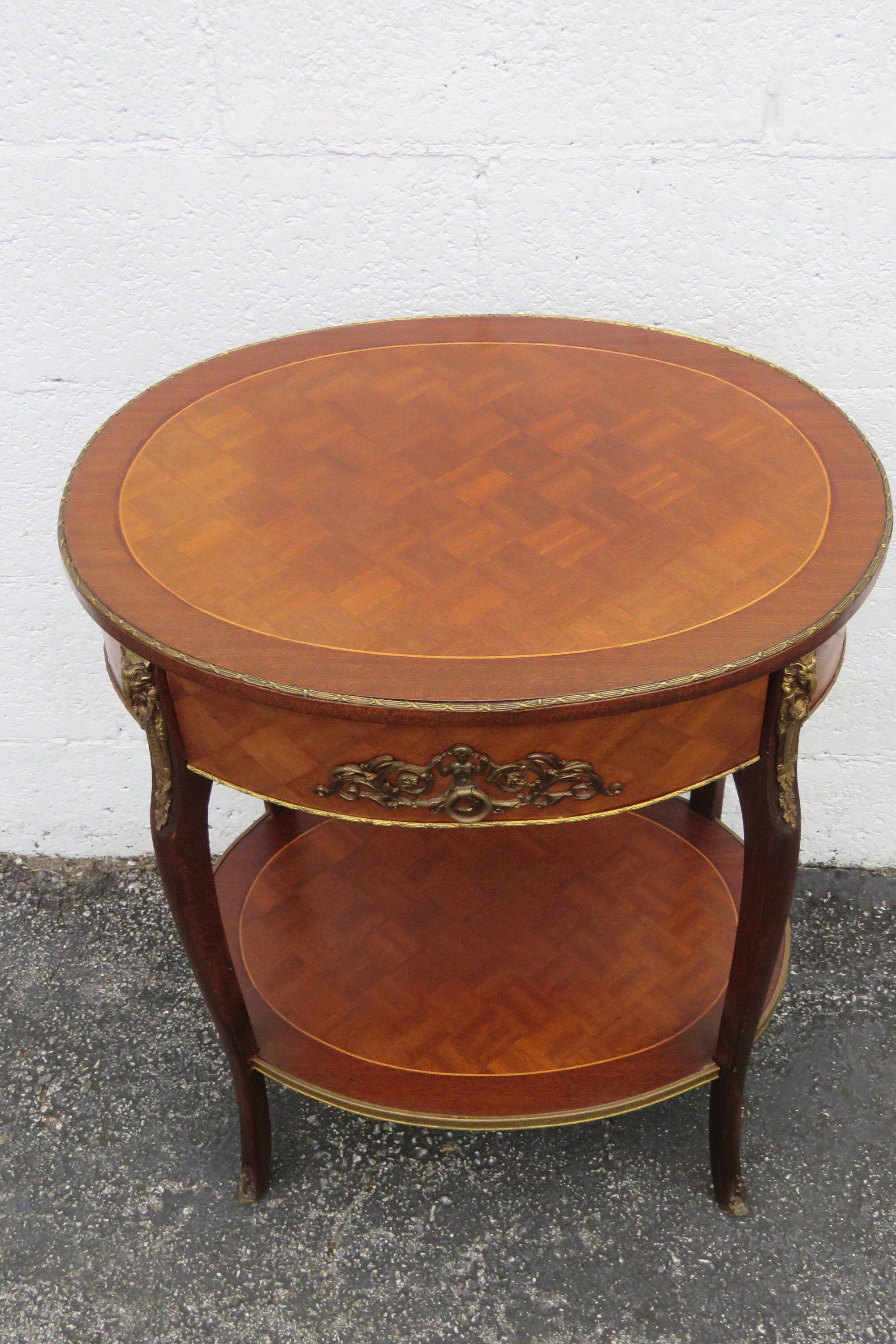 French Inlay French Inlay Oval Two Tiers Side End Accent Table 5250 SHIPPING NOT ...