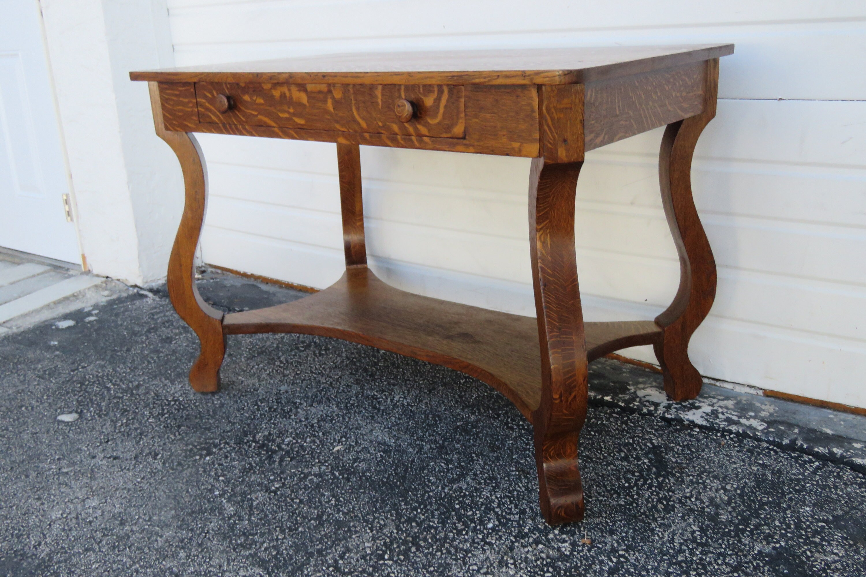 Early 1900s Empire Solid Tiger Oak Writing Office Desk 3620