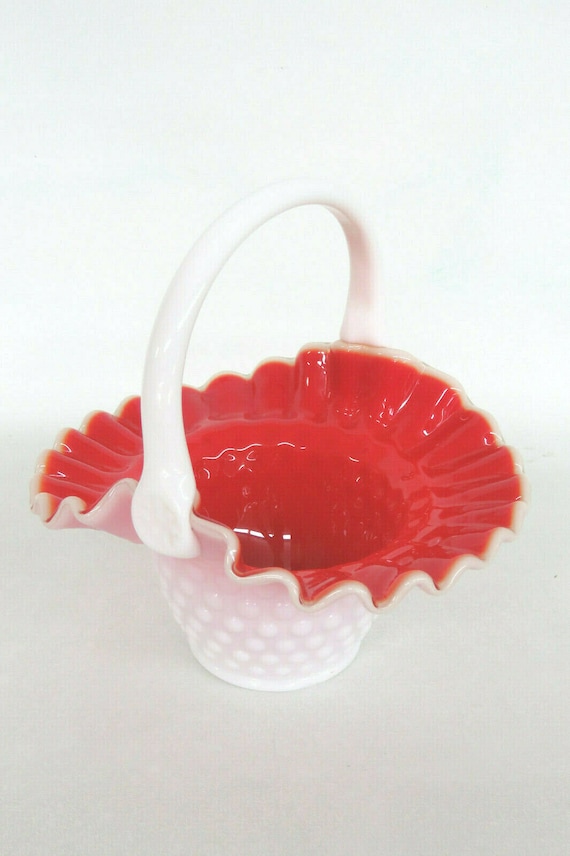 赤と白　HOBNEIL BRIDES BASKET VASE 赤と白HOBNEIL BRIDES BASKET VASE