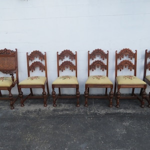 Heavy Carved Inlay Early 1900s Set of Six Dining Room Chairs 2701 SHIPPING NOT INCLUDED please ask for shipping quote