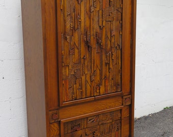 Lane Brutalist Mid Century Modern Tall Armoire Chest of Drawers Wardrobe  3671 SHIPPING NOT INCLUDED Please ask for shipping quote